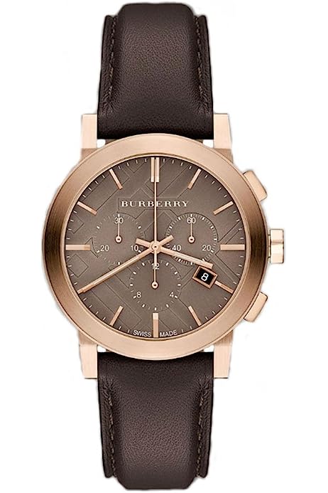 Burberry The City chocolate brown unisex watch with rose gold case and brown leather strap