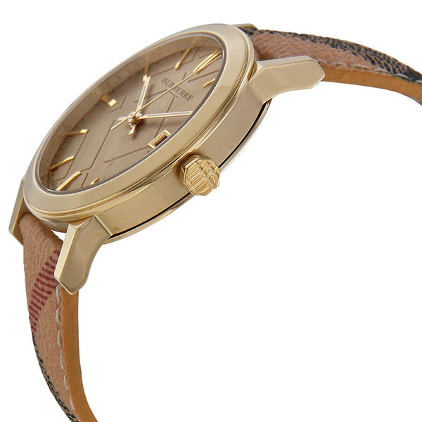 Burberry The City Champagne Dial Haymarket Check Strap Unisex Watch BU9026 - Watches of New Zealand #2