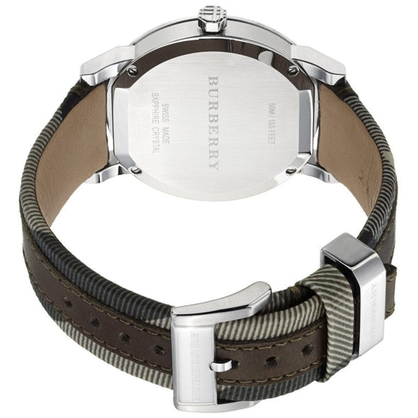 Burberry Men's Large Check Leather on Canvas Strap Beige Dial Men's Watch BU9020 - Watches of New Zealand #2