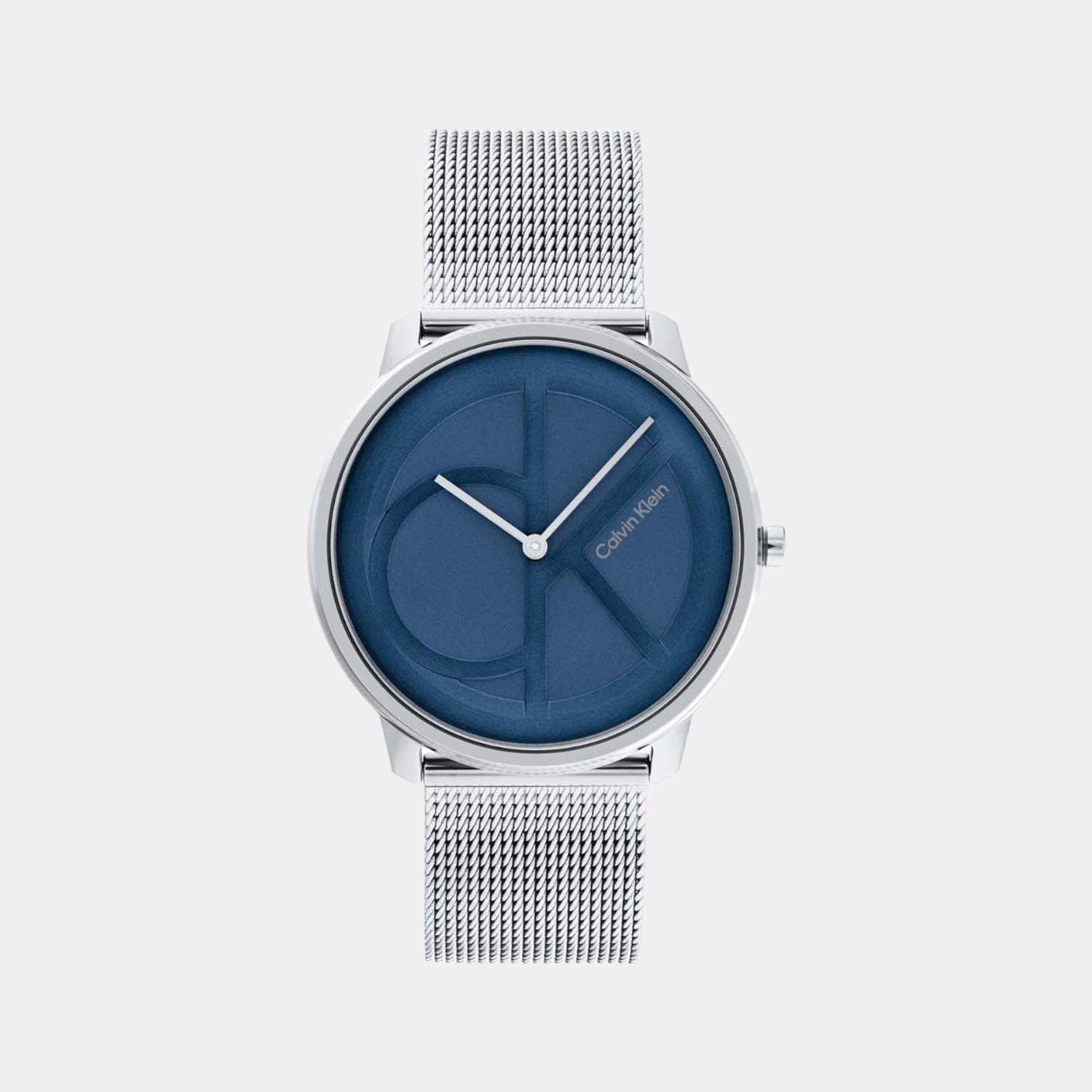 Calvin Klein Quartz Silver Mesh Blue Dial Unisex Watch  25200031