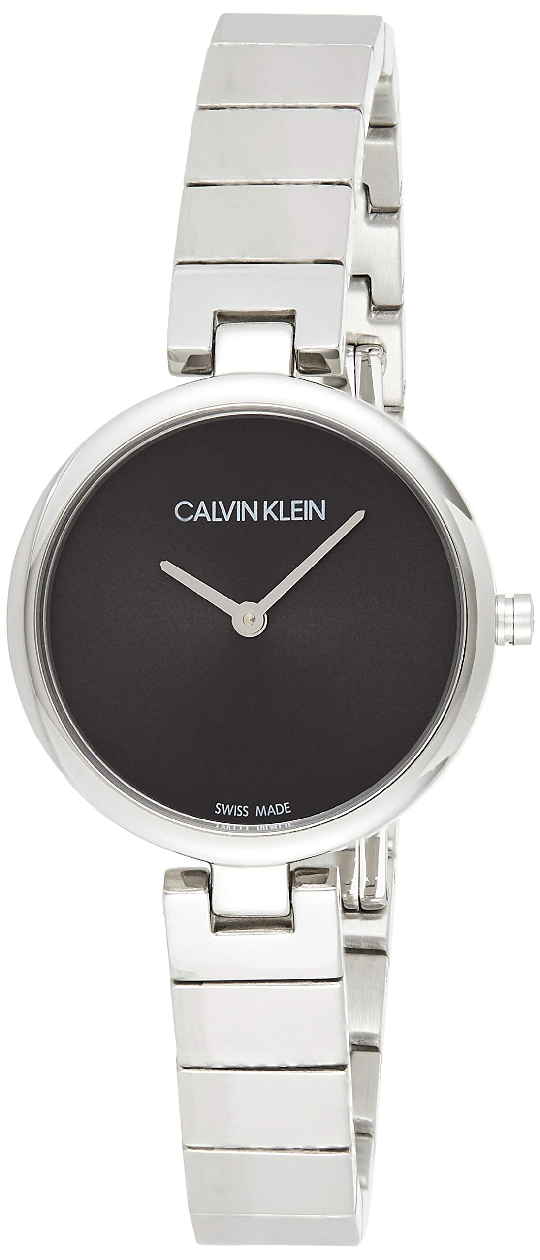 Calvin Klein Authentic ladies watch with black dial and silver stainless steel bracelet