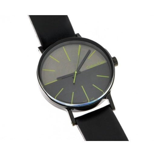 Calvin Klein Boost watch displayed at angle with black strap and minimalist face