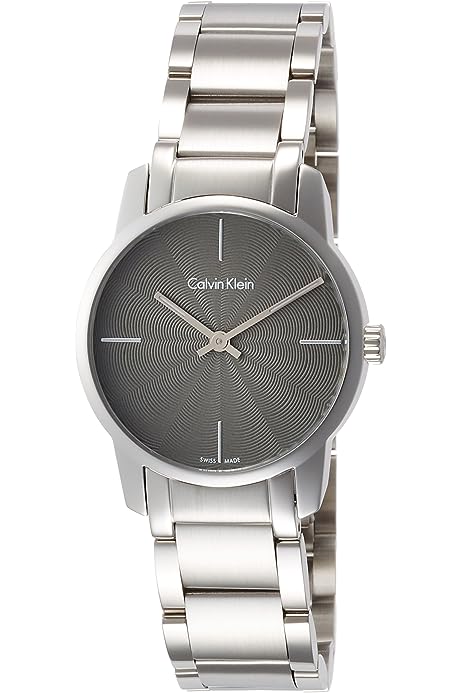 Calvin Klein City women's quartz watch with grey dial and silver-tone stainless steel bracelet