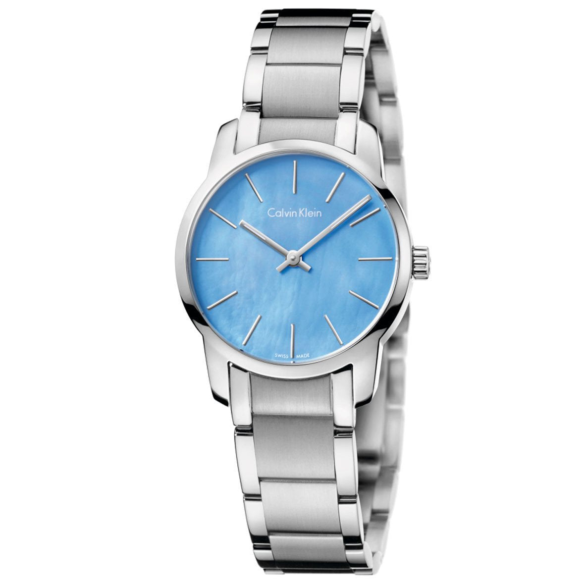 Calvin Klein City Blue Mother Of Pearl Dial Ladies Steel Watch K2G2314X