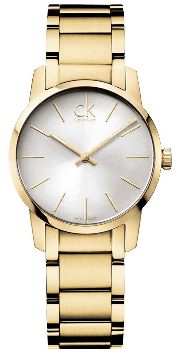 Calvin Klein City Silver Dial Yellow Gold-tone Ladies Watch K2G23546
