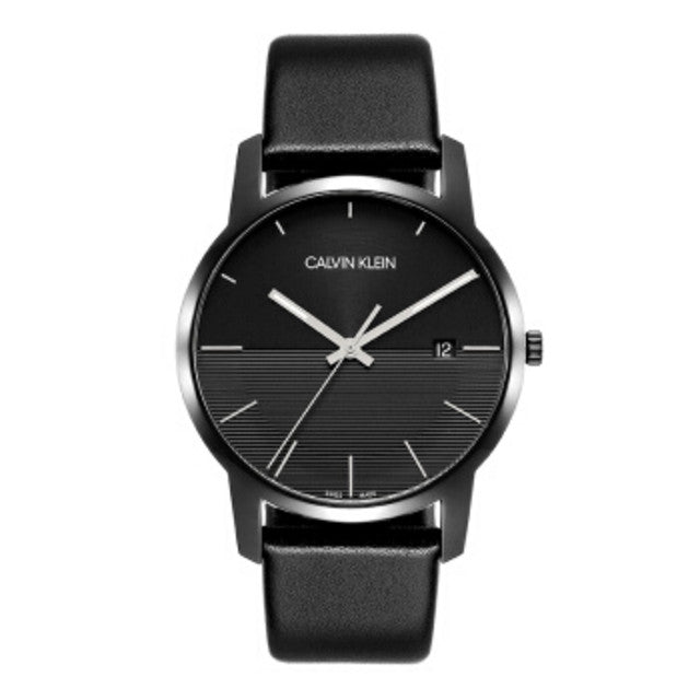Calvin Klein City men's black watch with textured dial and date window