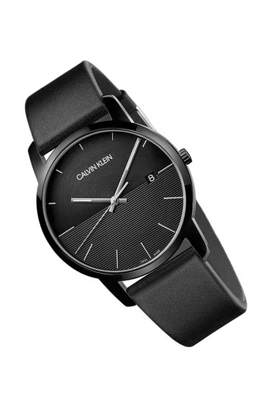 Calvin Klein City K2G2G4C1 black analogue watch with textured dial detail