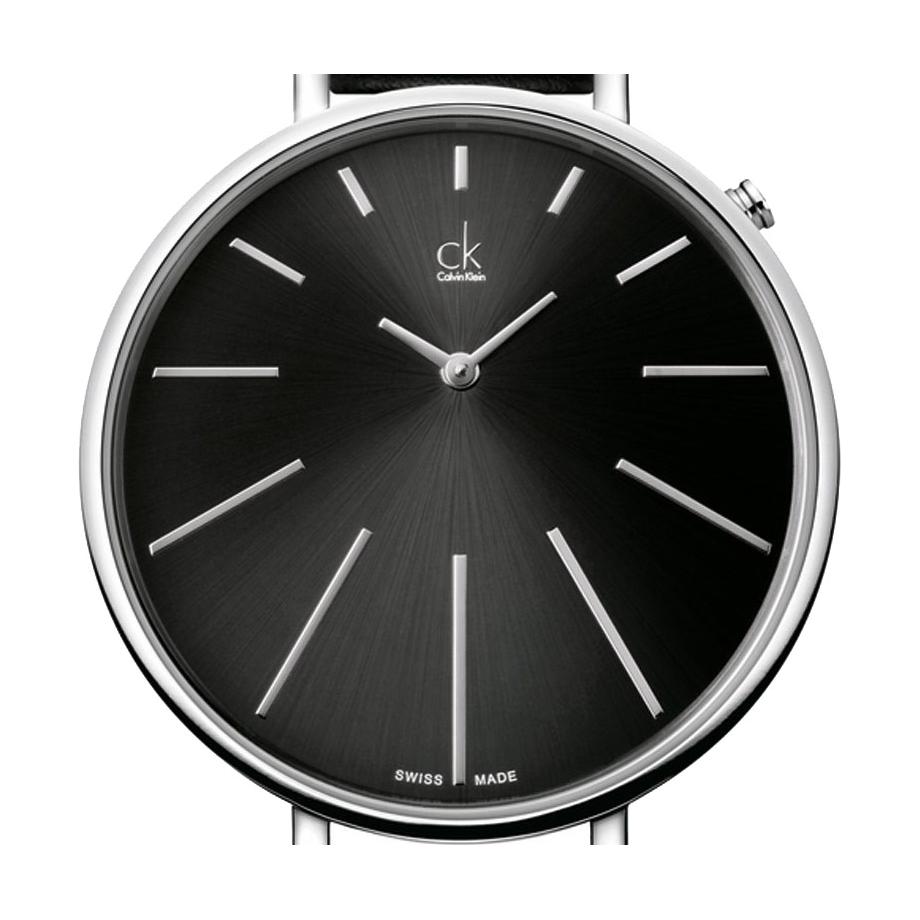 Calvin Klein Equal K3E231C1 dial detail with minimalist indexes and hour markers