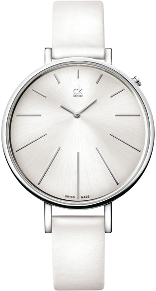 Calvin Klein Equal K3E231L6 women's watch with white dial and white leather strap