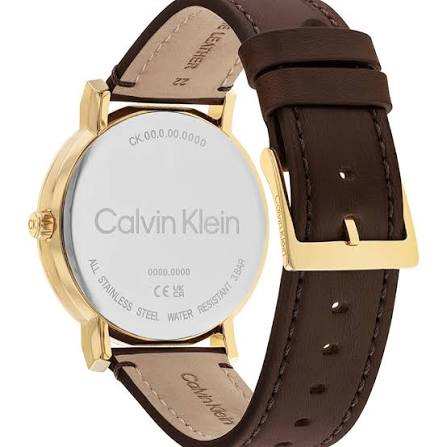 Calvin Klein Even watch caseback showing stainless steel construction