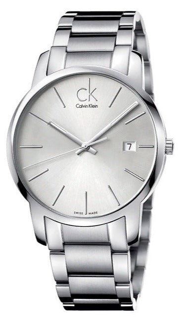 Calvin Klein Gent City stainless steel watch with silver dial and bracelet