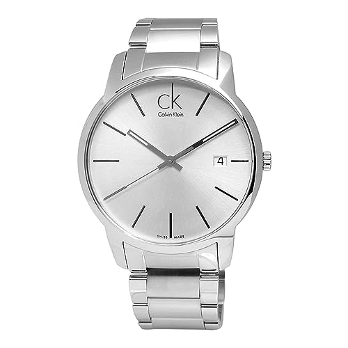 Calvin Klein Gent City analog quartz watch with minimalist silver dial