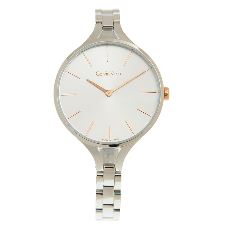 Calvin Klein Graphic Silver Dial Ladies Watch K7E23B46