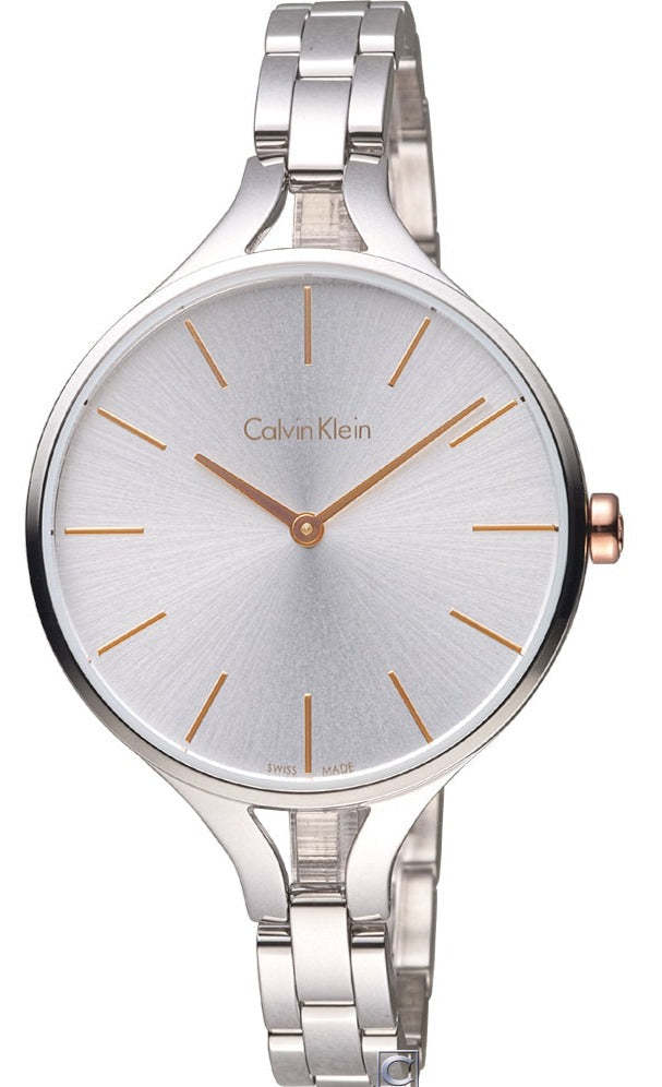 Calvin Klein Graphic Silver Dial Ladies Watch K7E23B46