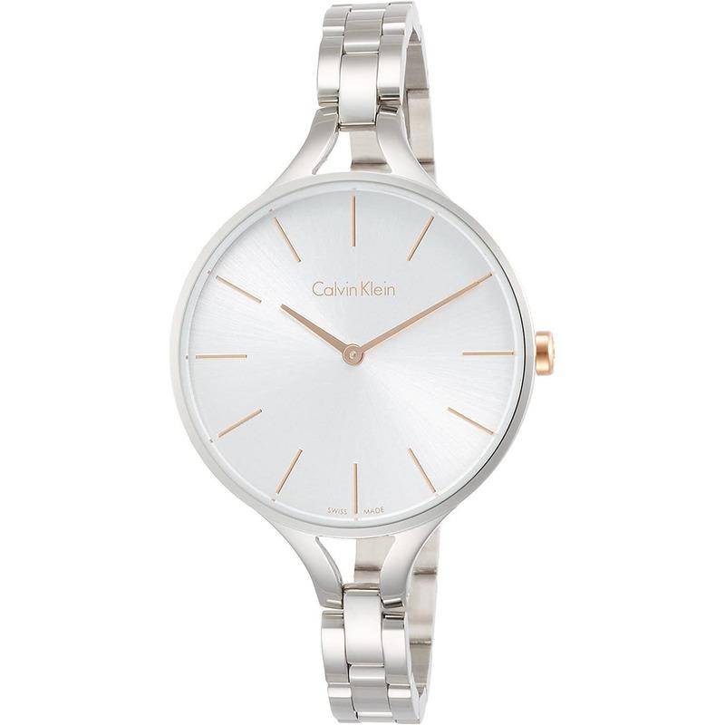 Calvin Klein Graphic Silver Dial Ladies Watch K7E23B46