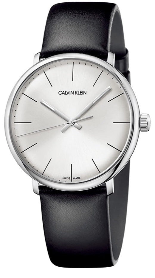 Calvin Klein High Noon Quartz Black Leather Round Men's Watch K8M211C6