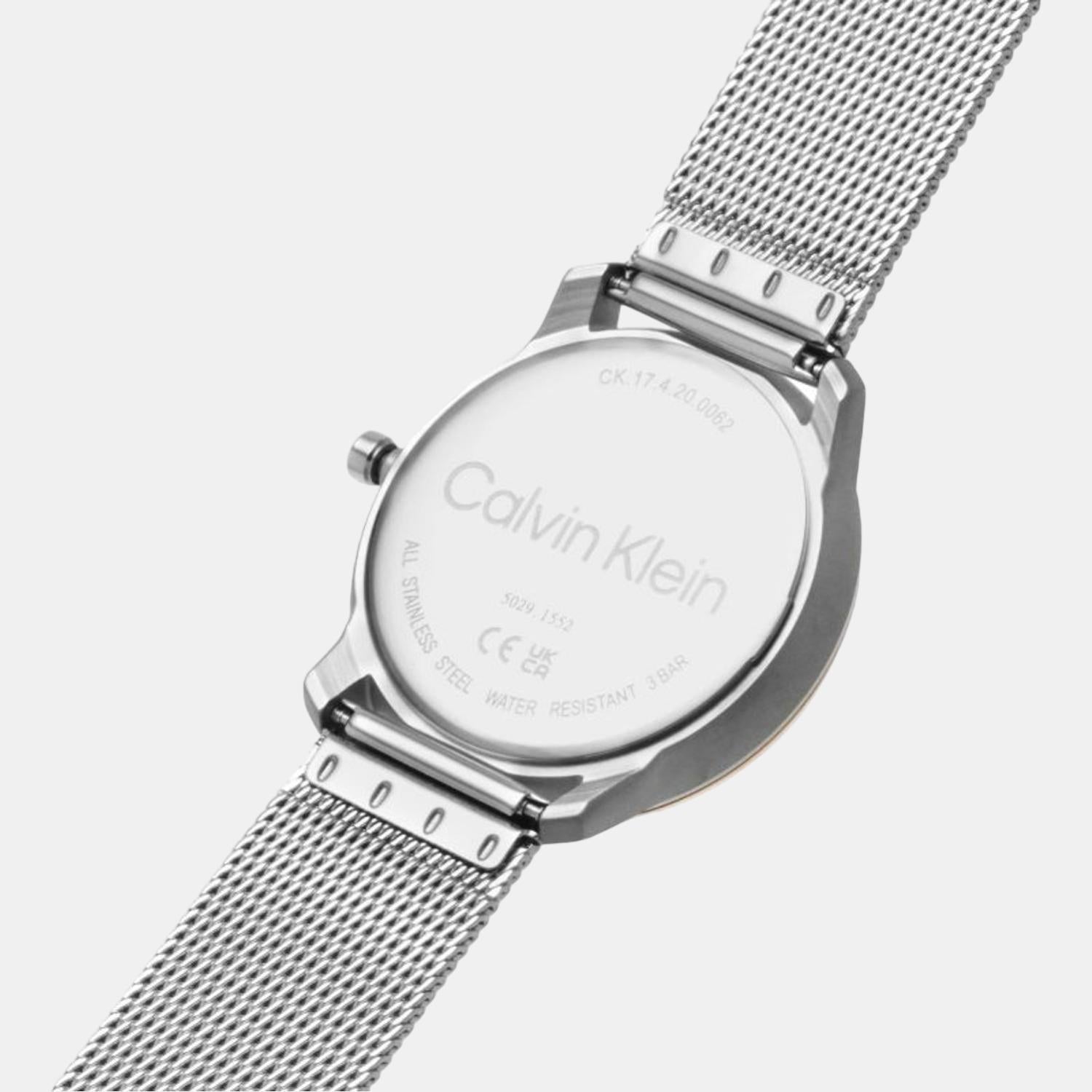 Calvin Klein Iconic watch caseback showing dial detail and branding
