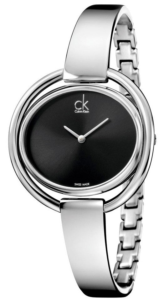 Calvin Klein Impetuous women's watch with black dial and silver stainless steel case