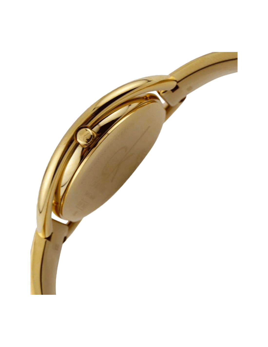 Angled view of Calvin Klein Impetuous K4F2N516 gold watch case