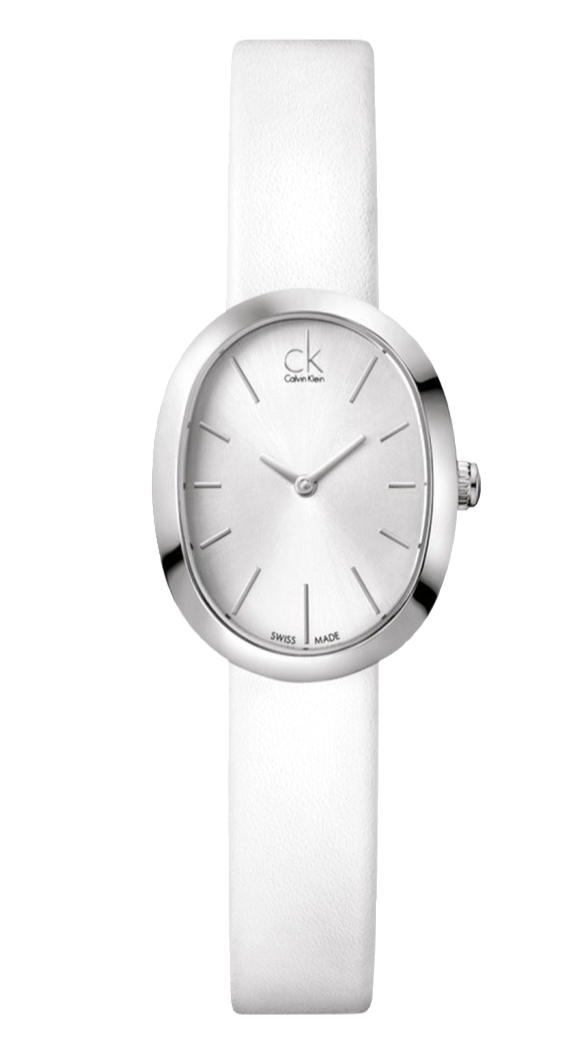 Calvin Klein Incentive women's watch with white dial and white leather strap