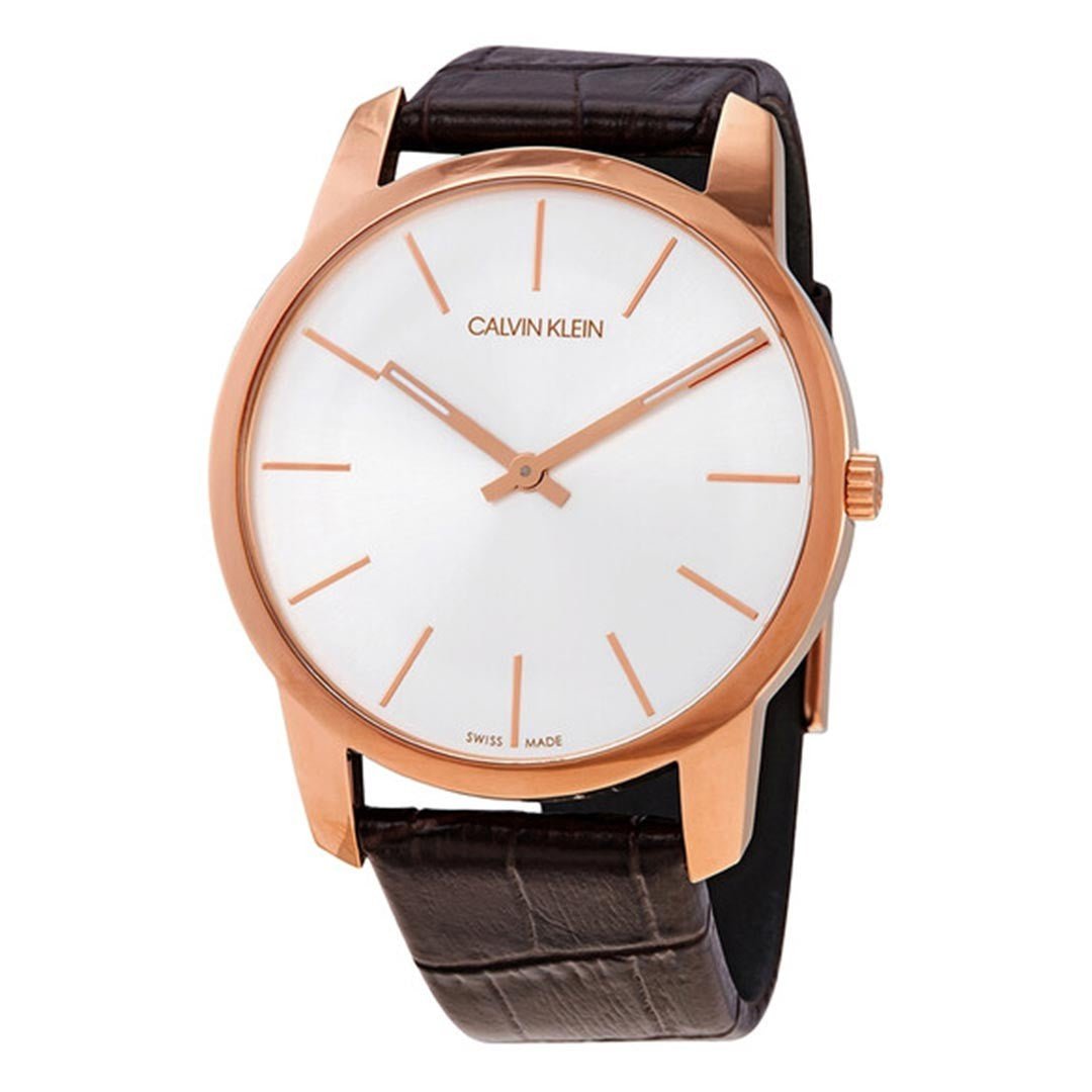 Calvin Klein Quartz Silver Dial Brown Leather Men's Watch - K2G21629