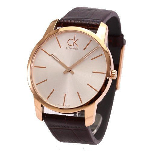 Calvin Klein Quartz Silver Dial Brown Leather Men's Watch - K2G21629