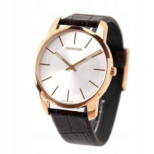 Calvin Klein Quartz Silver Dial Brown Leather Men's Watch - K2G21629