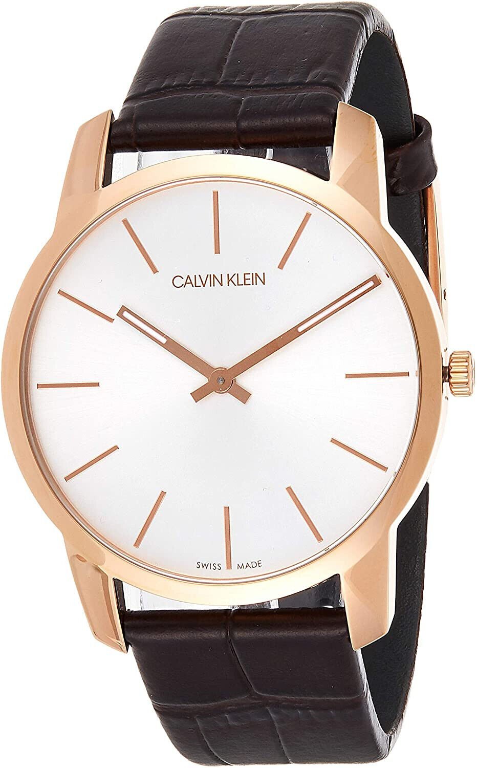 Calvin Klein Quartz Silver Dial Brown Leather Men's Watch - K2G21629