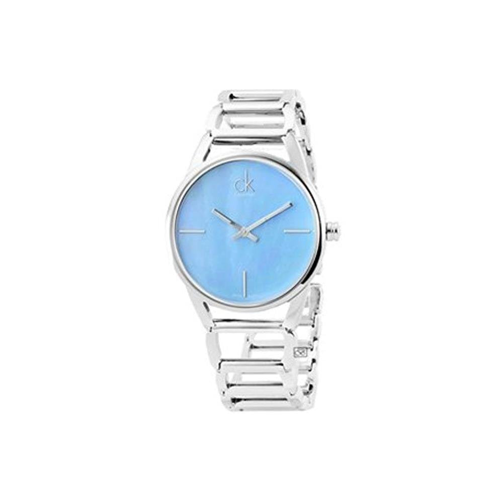 Calvin Klein Blue Mother of Pearl Dial Silver-Tone Band Ladies Watch K3G2312N