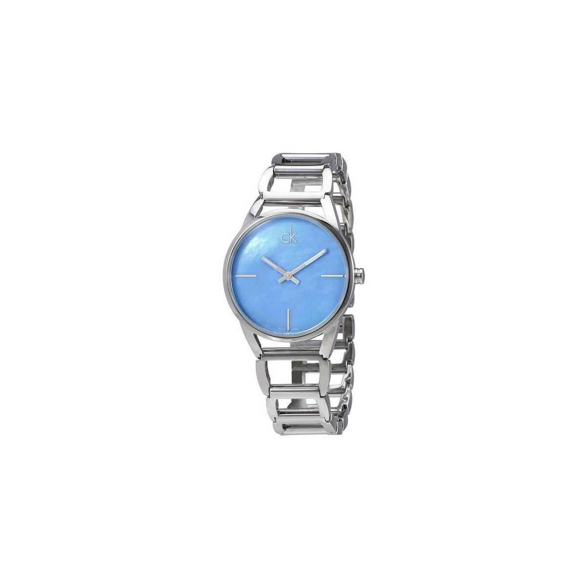 Calvin Klein Blue Mother of Pearl Dial Silver-Tone Band Ladies Watch K3G2312N