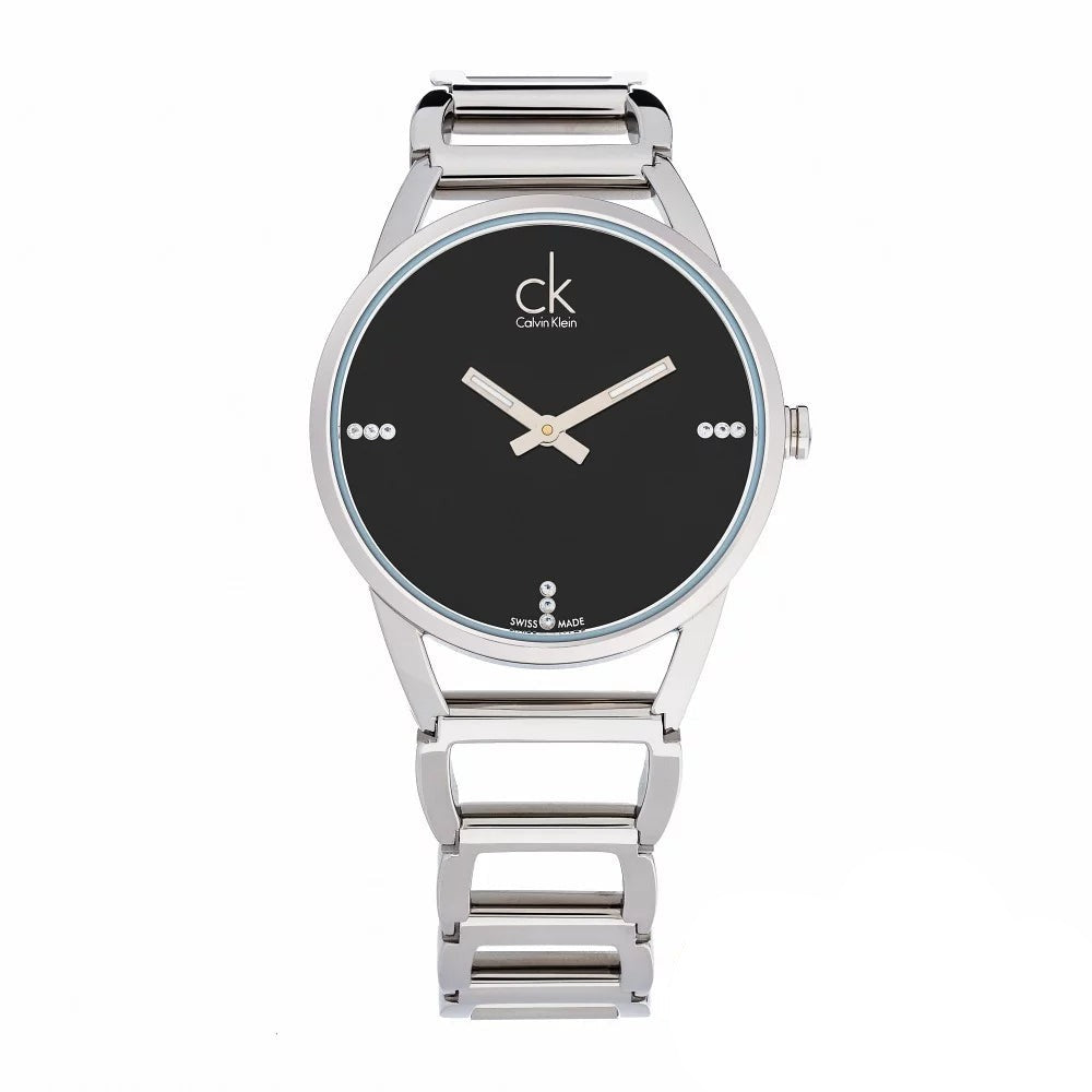 Calvin Klein K3G2312S women's watch with minimalist black face and white hands