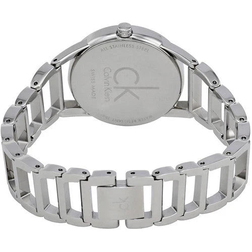 Calvin Klein K3G2312W watch caseback showing stainless steel with model and branding