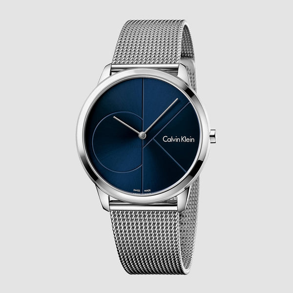 Calvin Klein Minimal Unisex Blue Dial Silver Mesh 40mm Watch K3M2112N