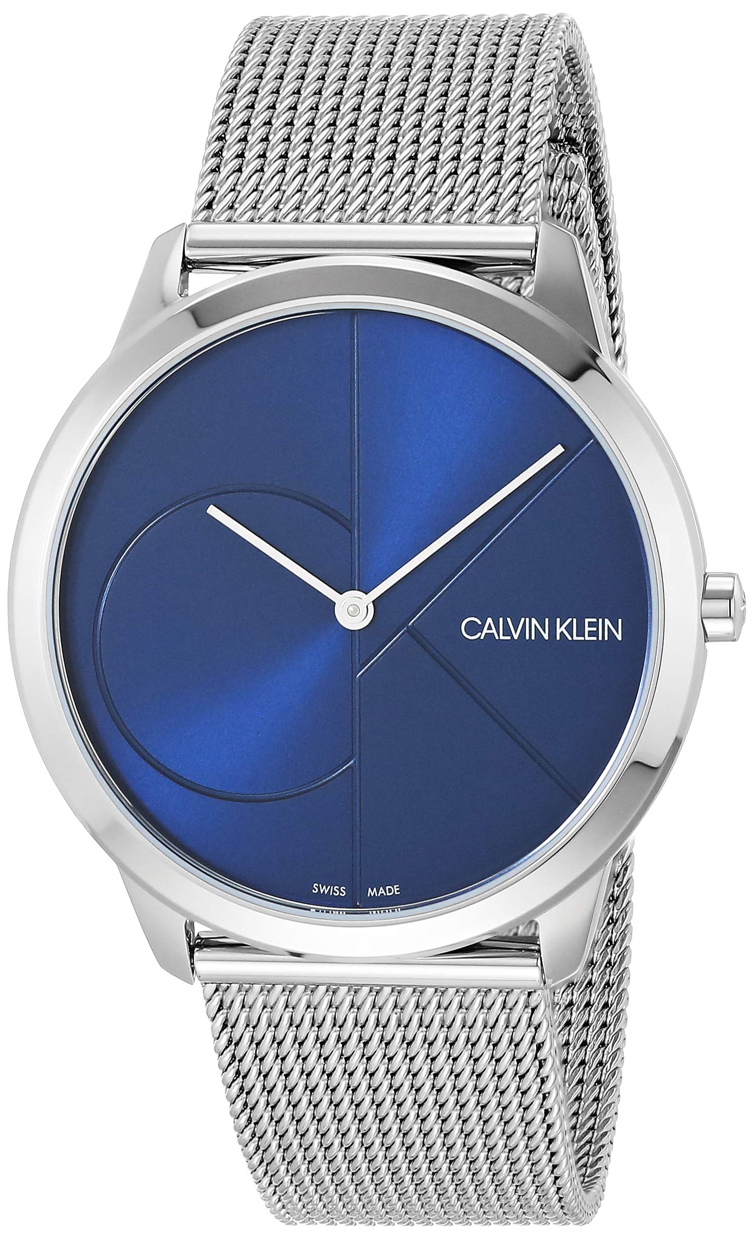 Calvin Klein Minimal Unisex Blue Dial Silver Mesh 40mm Watch K3M2112N