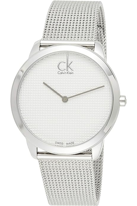 Calvin Klein K3M211Y6 minimalist watch with silver dial and mesh bracelet