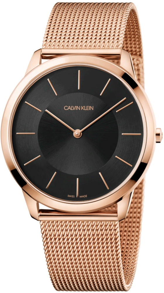 Calvin Klein Men's Minimal 40mm Large Quartz Rose Gold Steel Mesh Bracelet K3M2162Y