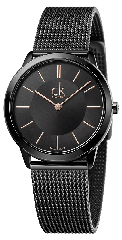 Calvin Klein Womens Minimal Black Mesh Strap Watch K3M22421