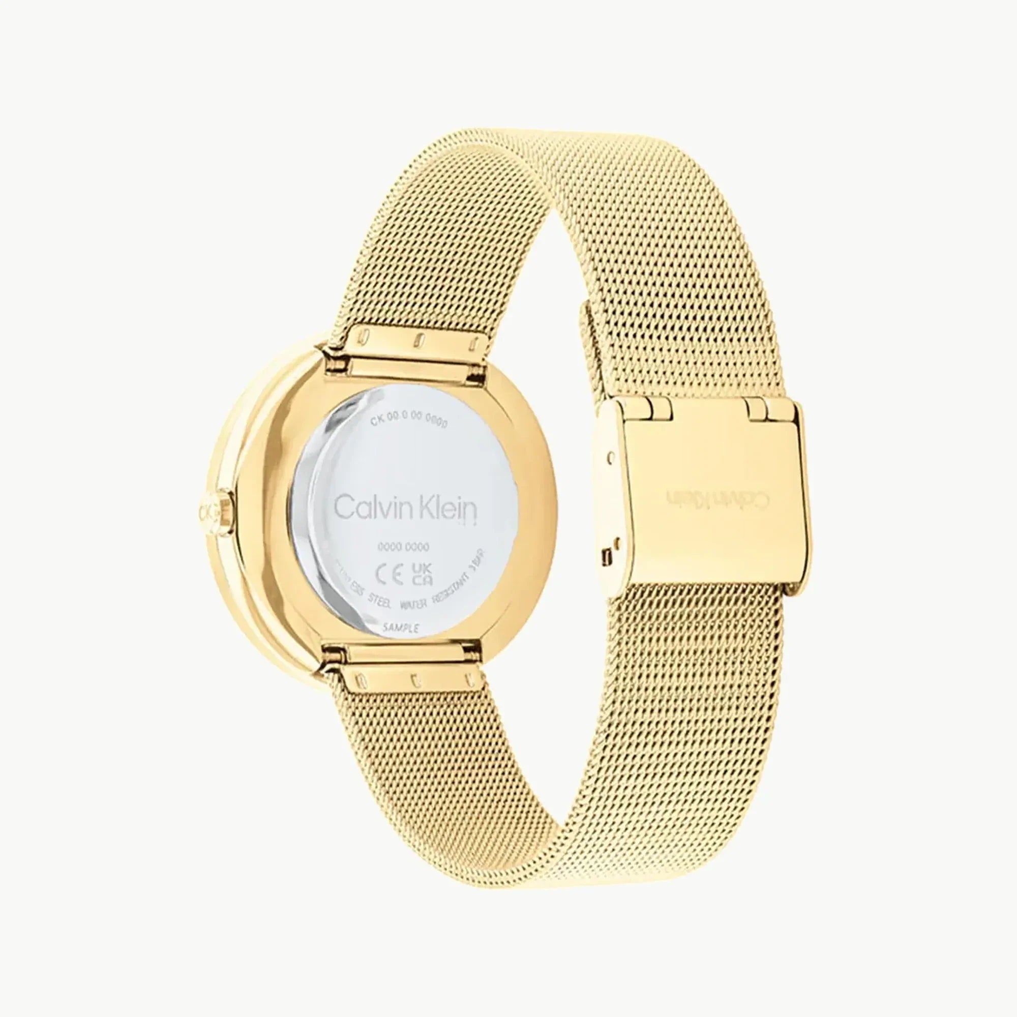 Calvin Klein White Dial Gold Mesh Women's Watch K3M231C6