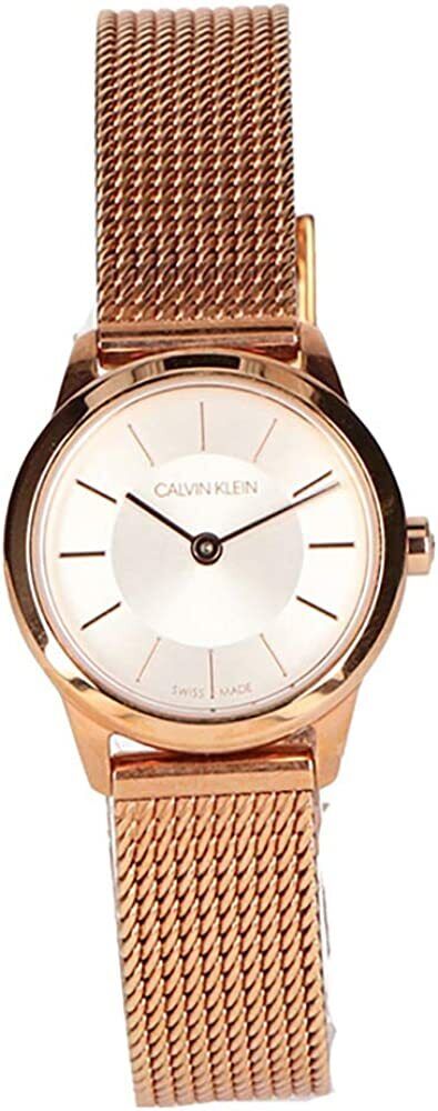 Calvin Klein Quartz Silver Dial Rose Gold PVD Mesh Ladies Watch K3M23626
