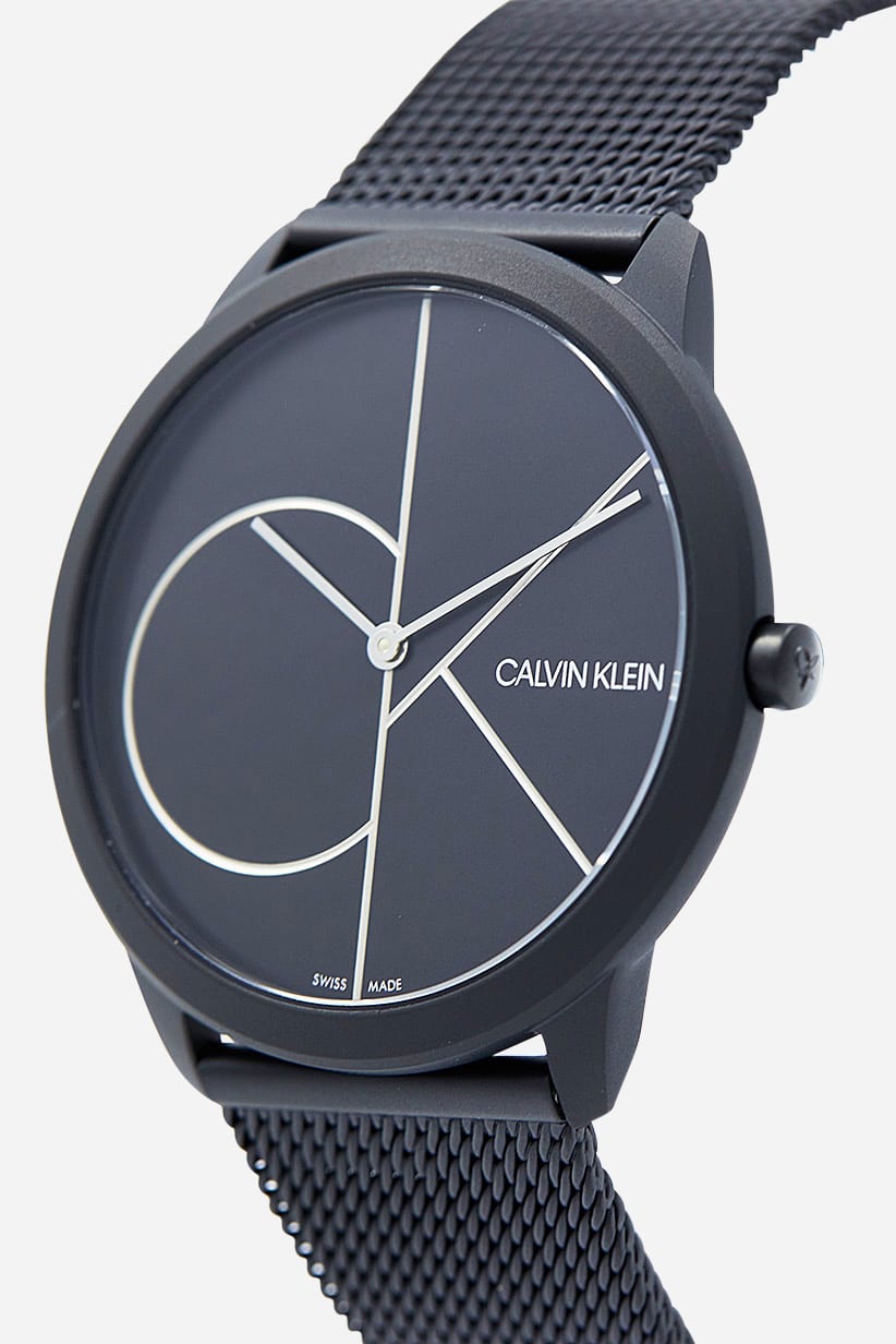 Calvin Klein Minimal Quartz Black Dial Milanese Stainless Steel Bracelet Mens Watch K3M5145X