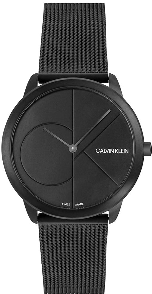 Calvin Klein K3M524B1 women's watch with black dial and black mesh bracelet
