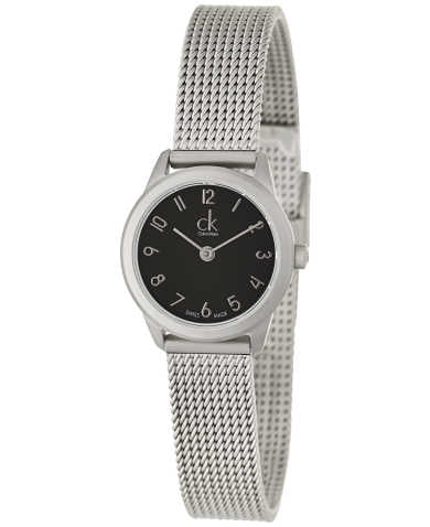 Side angle view of Calvin Klein K3M53151 showing minimal dial design and mesh strap