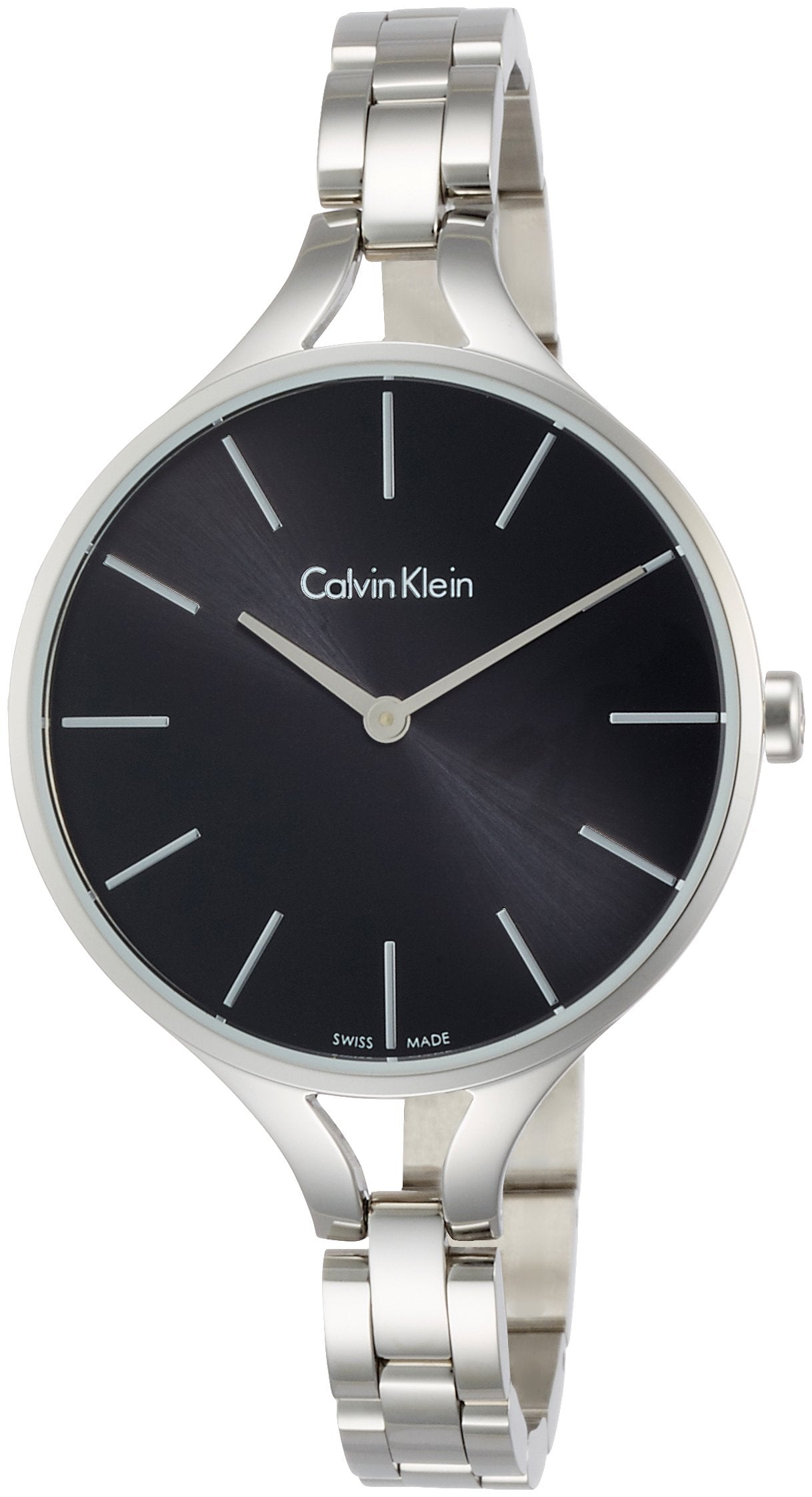 Calvin Klein Graphic Black Dial Ladies Bangle Watch K7E23141