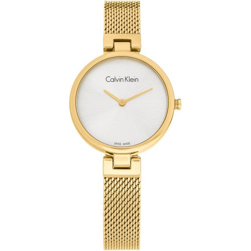 Calvin Klein K8G23526 ladies watch gold mesh strap white dial
