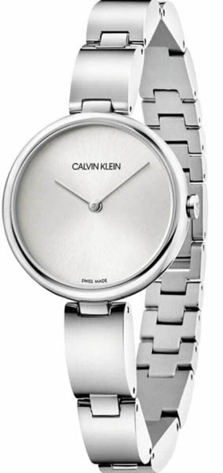 Calvin Klein K9U23146 ladies watch with silver wavy dial and stainless steel bracelet