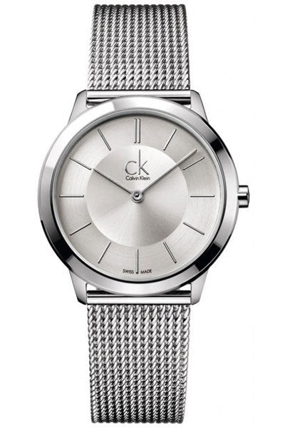 Calvin Klein Minimal K3M21126 silver watch with minimalist dial and mesh bracelet