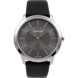 Calvin Klein Minimal men's watch with charcoal black dial and silver-tone stainless steel case
