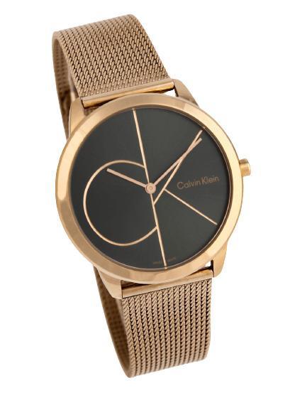 Calvin Klein CK Men's Minimal 40mm Quartz Rose Gold Steel Mesh Bracelet  Watch K3M21621