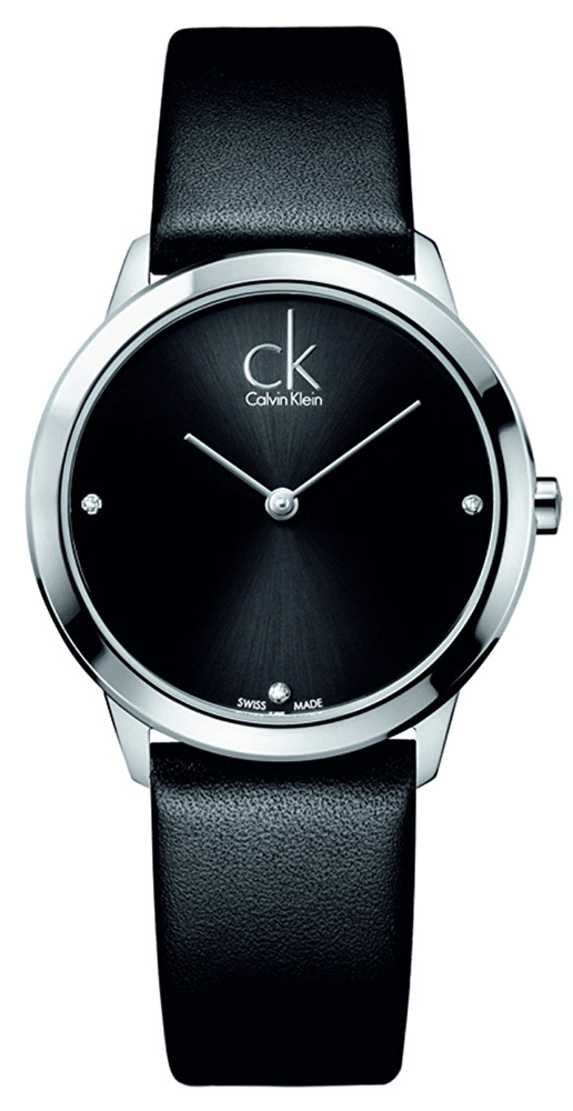 Calvin Klein Minimal Black Dial Rose Gold Bracelet Ladies Watch K3M221CS