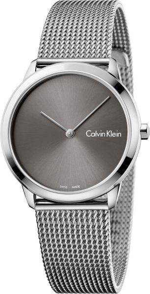 Calvin Klein Minimal Grey dial silver mesh watch K3M221Y3